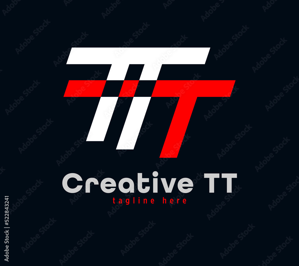 Creative T and T letter combination logo design. Linear animated corporate sports logo. Unique custom minimal design template vector illustration.