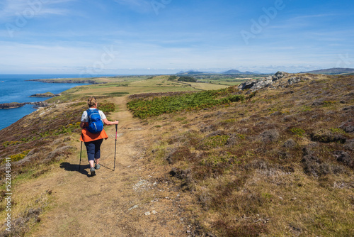Walking on the Welsh Coast Path around Aberdaron on the Llyn Peninsula in North Wales