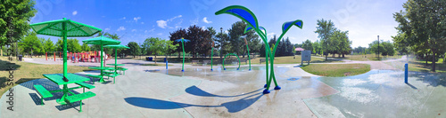Web banner of the spray park in summer
