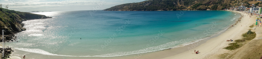 breathtaking view of Prainha beach in Arraial do Cabo, Brazil, at sunny day. Panoramic