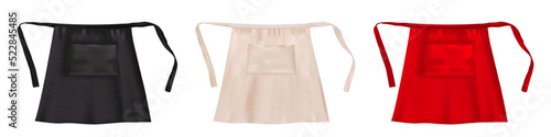 Canvastavla Set of realistic blank short apron mockups with fabric texture isolated from background