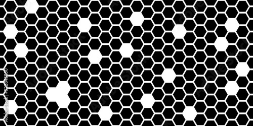Monochrome honeycomb with hollows simple seamless pattern. Regular hive cell texture. Abstract vector background with hexagon geometry. Wallpaper in a minimalist style