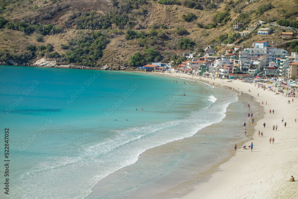 Fototapeta premium breathtaking view of Prainha beach in Arraial do Cabo, Brazil, at sunny day. Panoramic