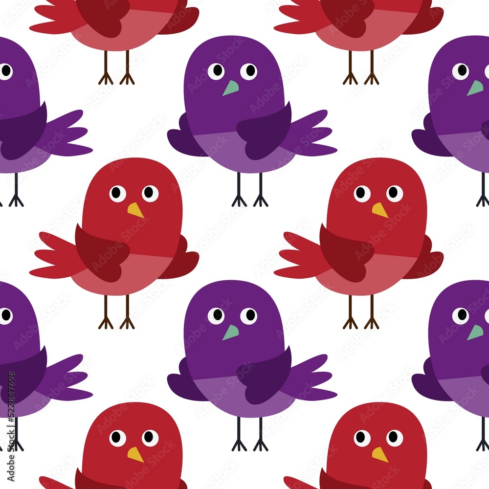 Fototapeta premium Seamless background with chickens...Cartoon illustration as texture with birds...Happy Easter.