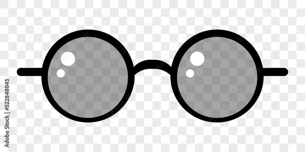 Cartoon sunglasses with clear lenses. Vector illustration isolated on