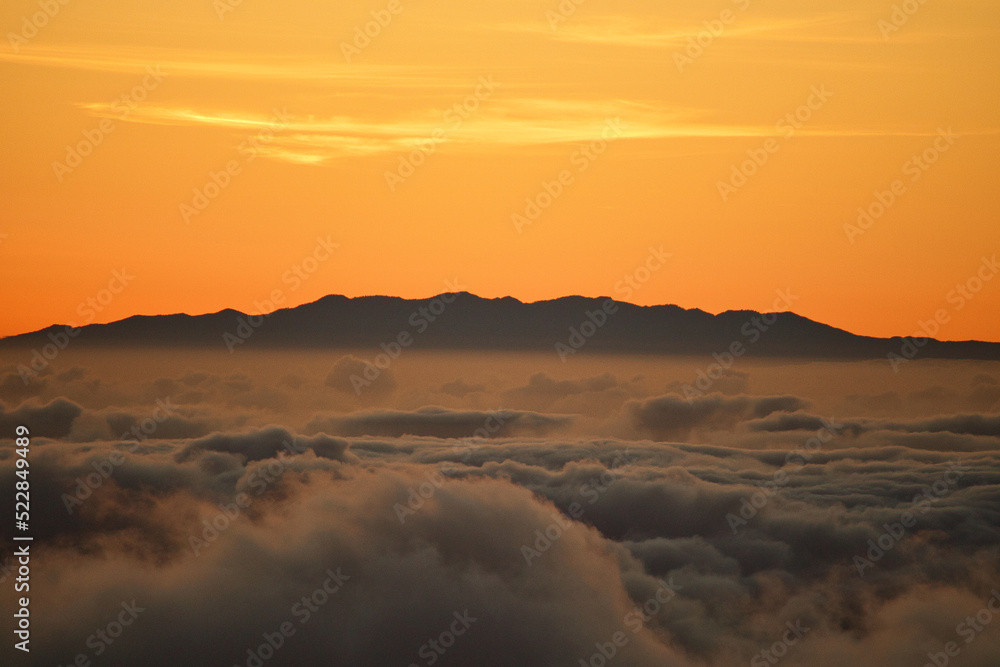 Sunset over the clouds in Tenerife