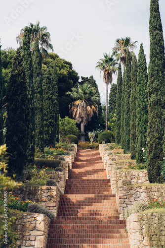 Escalera de jardín botánico de Marimurtra en Blanes, provincia de Girona, Costa Brava. photo