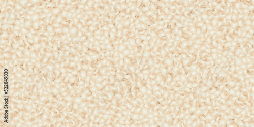Ecru sherpa seamless pattern with fleece texture. Sheepskin vector background. Fur material. Cozy warm plaid. Plush, velvet or flannel blanket. Faux animal wool swatch. Digital illustration