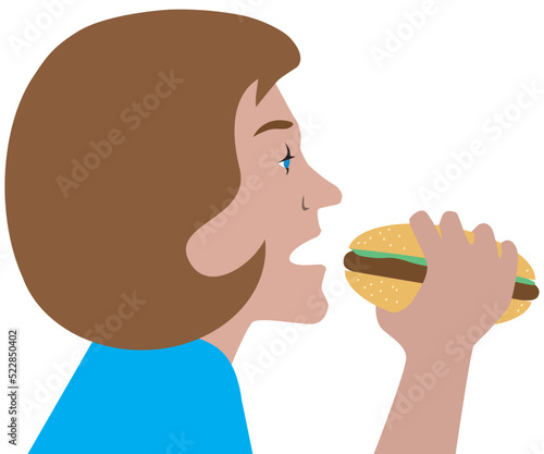 Woman Eating a Hamburger
