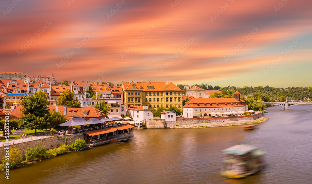 View of Prague city in summer. 