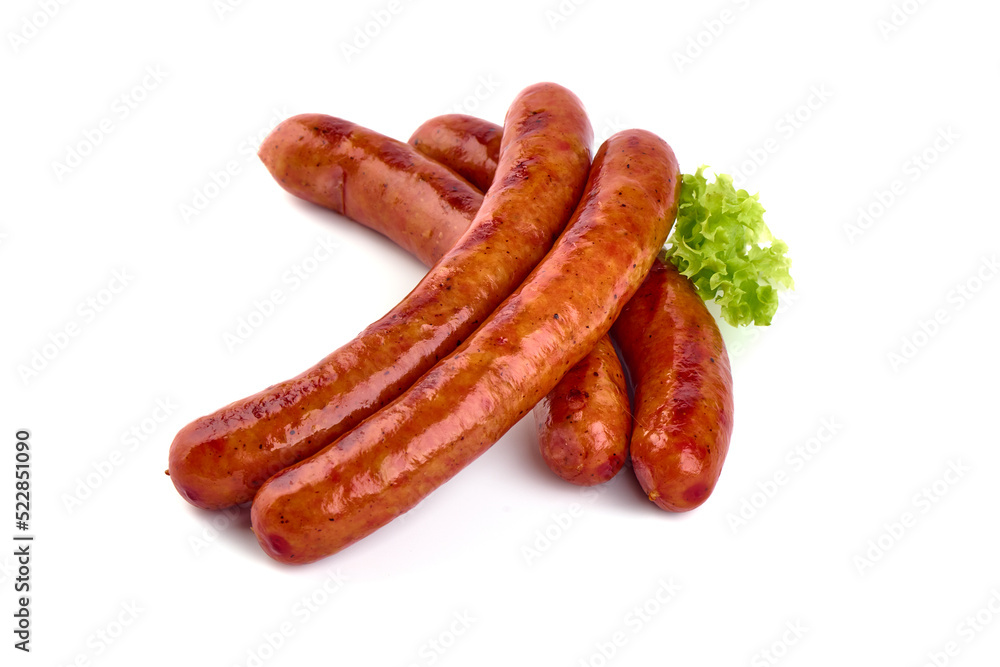 BBQ Roasted pork sausages, isolated on white background. BBQ Roasted pork sausages, isolated on white background.