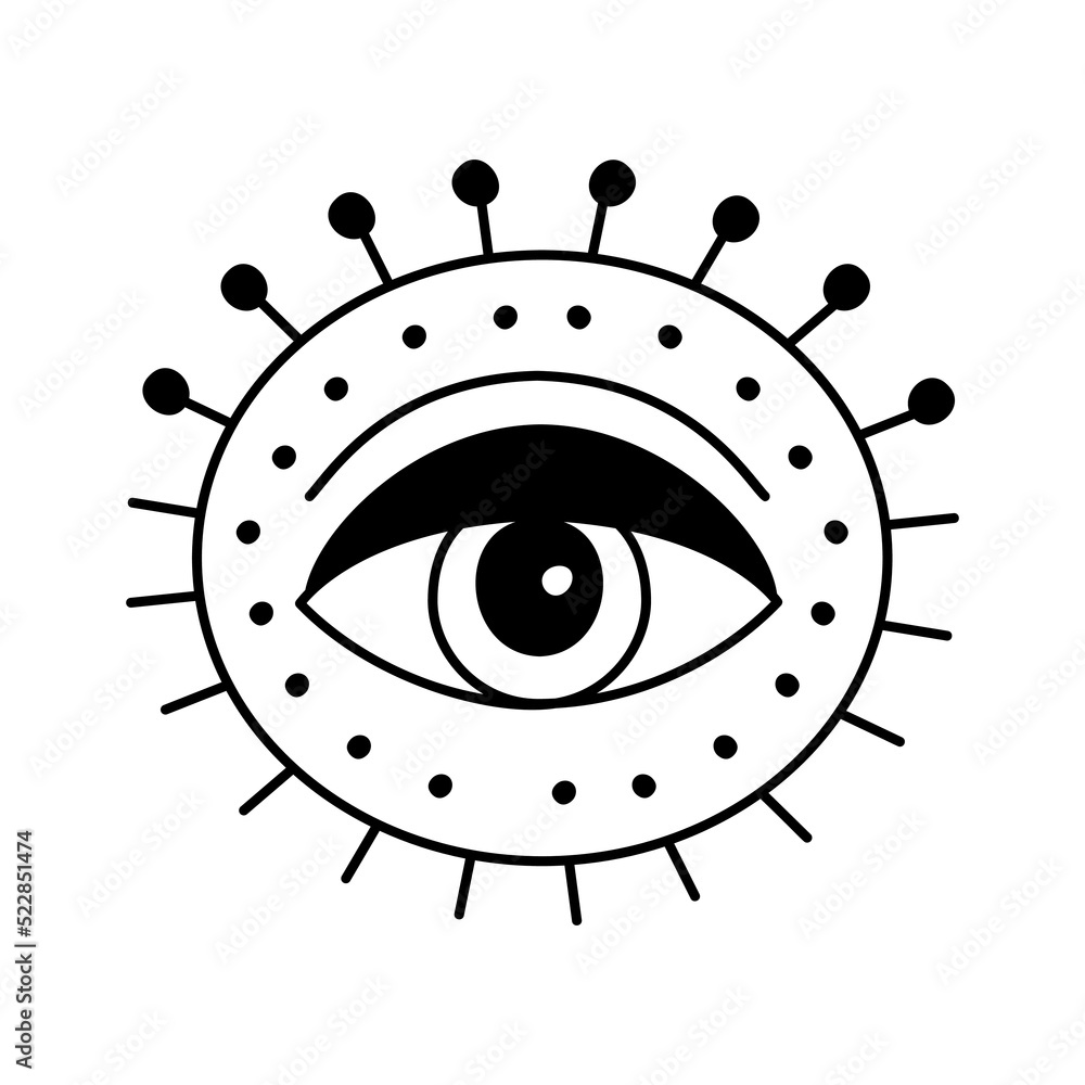 Vektorová grafika „Evil doodle eye. Hand drawn witchcraft eye talisman ...