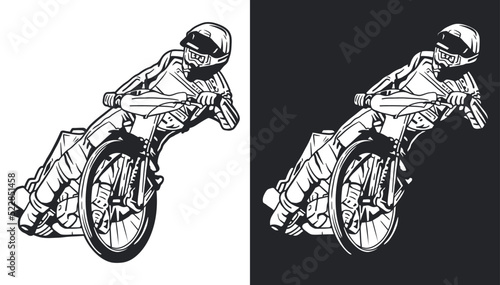 Fotografiet Speedway rider vector line art illustration