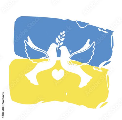 Painted Ukrainian flag with...