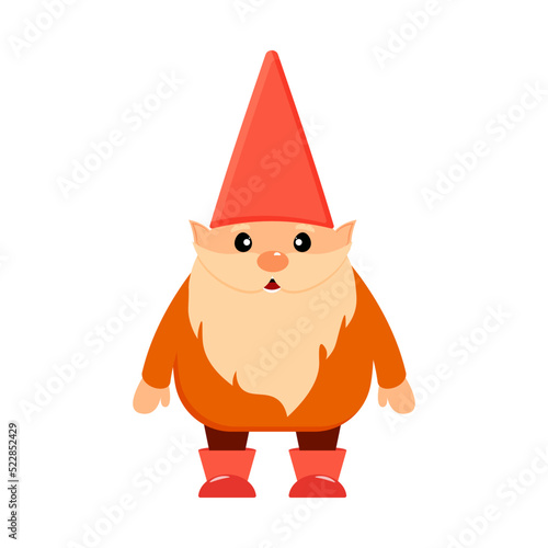 Garden gnome, Halloween gnome with hat, Dwarf, cartoon character, vector photo
