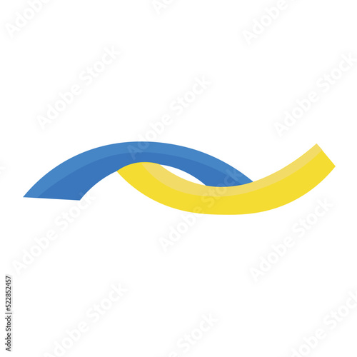 Ribbons in colors of Ukrainian flag on white background