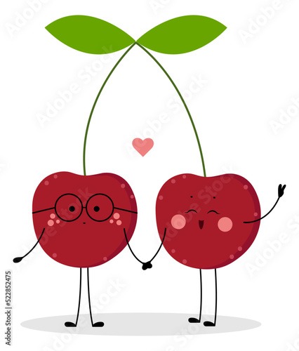 Funny cherries on white background