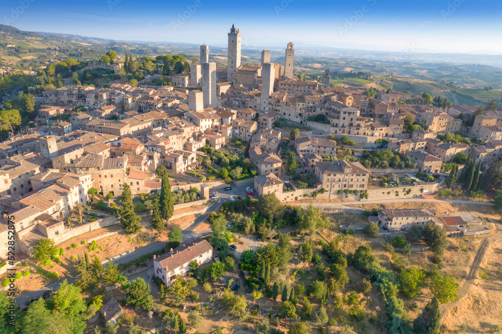 Aerial view of the town of San Gimignano Tuscany Italy