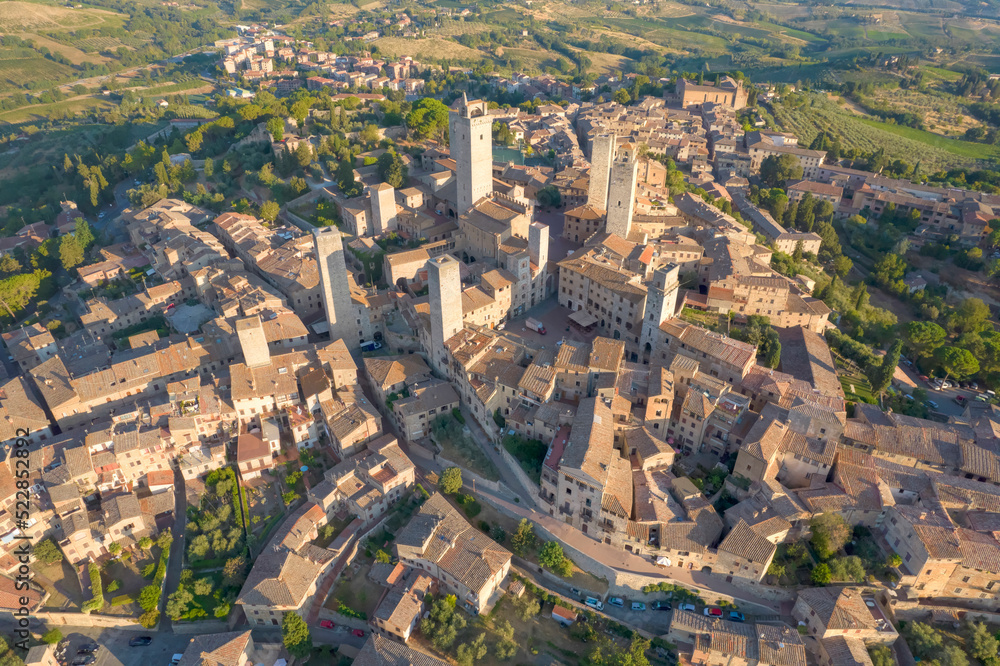 Obraz premium Aerial view of the town of San Gimignano Tuscany Italy