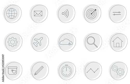 Vector thin line round icons set. Editable vector illustration EPS 10