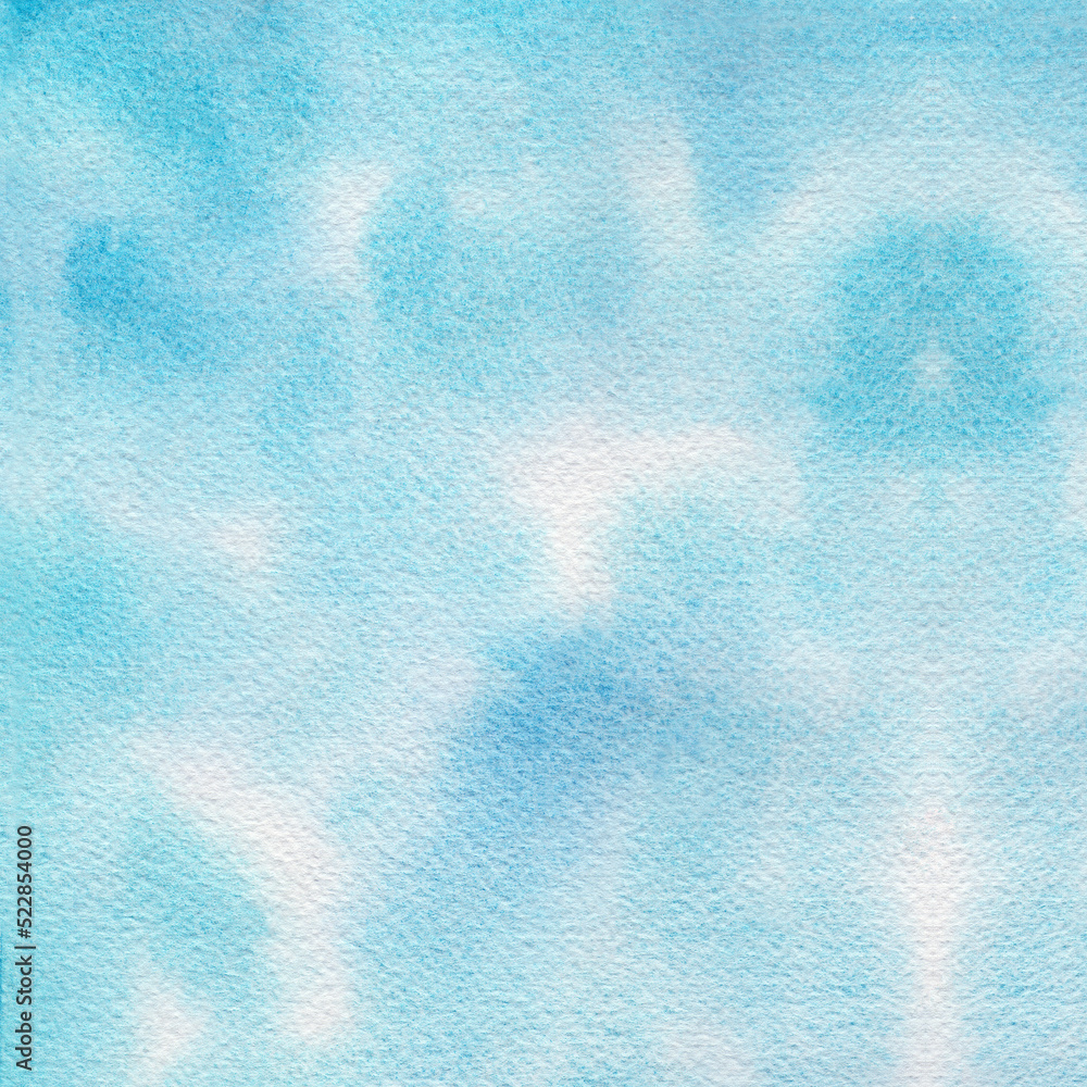 Abstract light blue watercolor hand-painted for background.