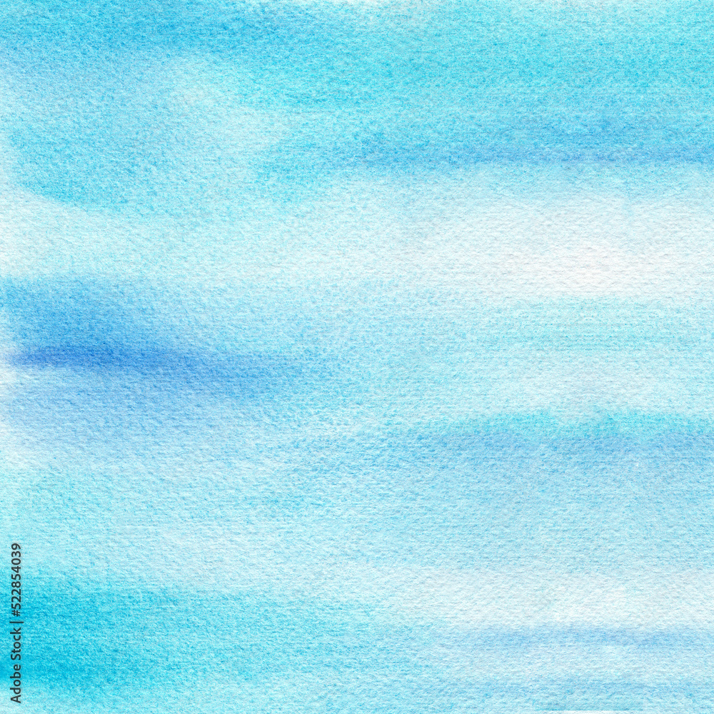 Abstract light blue watercolor hand-painted for background.