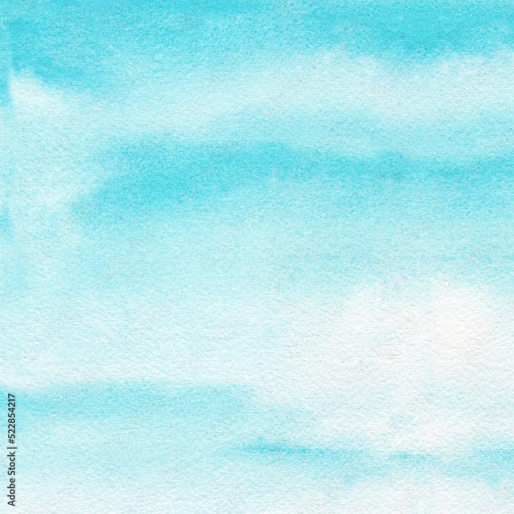Abstract light blue watercolor hand-painted for background.