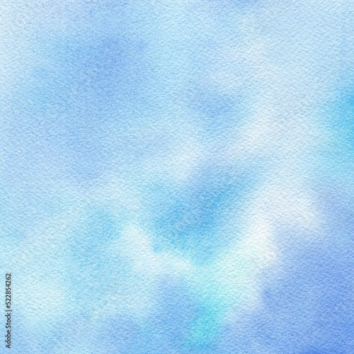 Abstract blue winter watercolor hand-painted for background.