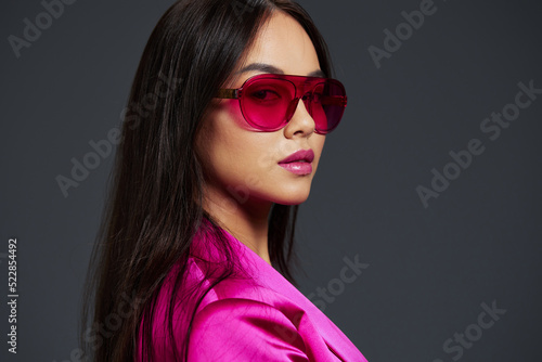 Wallpaper Mural portrait woman in a pink mini dress fashion glasses luxury Lifestyle Torontodigital.ca