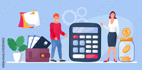 Analysis of personal or corporate budget concept vector. Financial accounting and calculation of financial income and expenses.