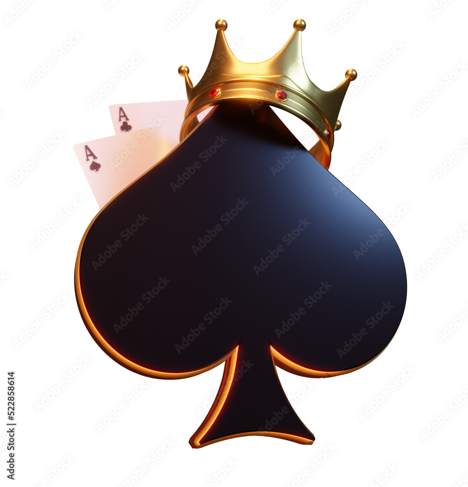 Spade with Crown 3D Render - obrazy, fototapety, plakaty 