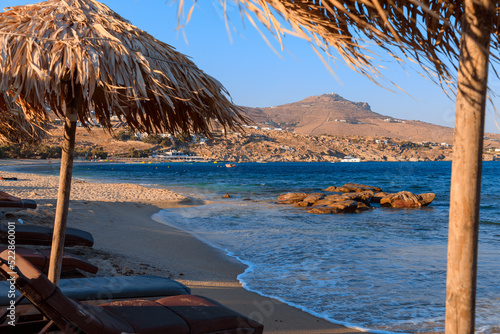 Greece summer: Kalafati Beach is a beautiful Mykonos beach in the Cyclades islands. photo