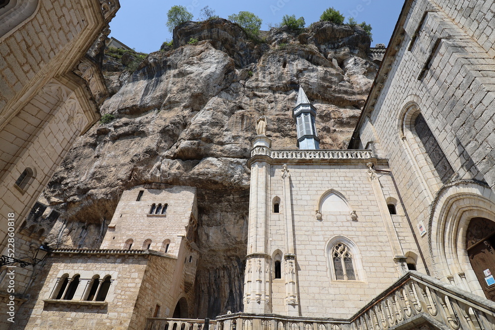 Le Sanctuaire de Rocamadour, vue de l'extérieur, village de Rocamadour, département du Lot, France