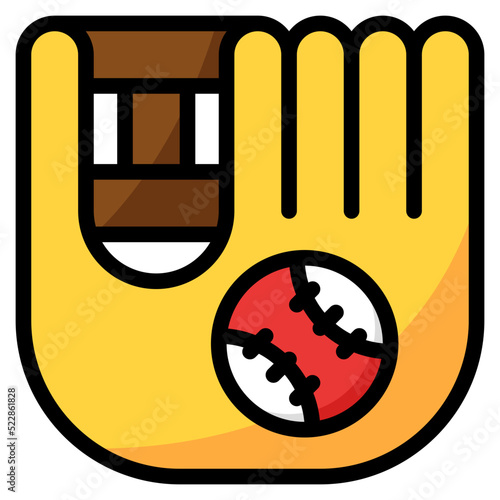Baseball sport glove catching - filled outline icon