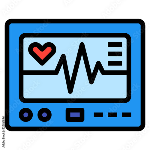Cardiogram heartrate moniter healthcare medical - filled outline icon