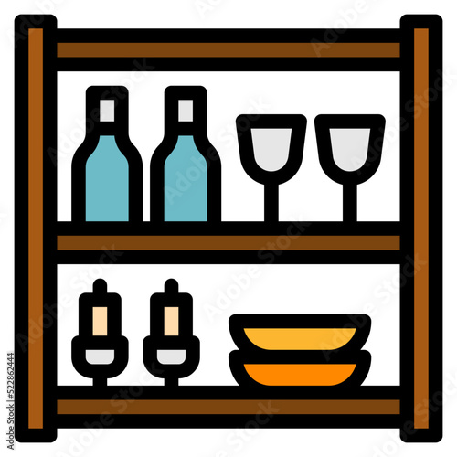 Shelves dinning wine storage furniture house - filled outline icon