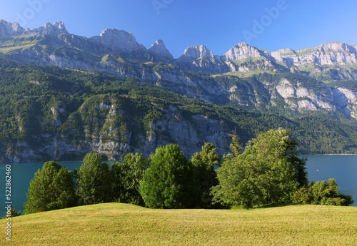 Sunset light over Wallensee, Switzerland, Europe photo