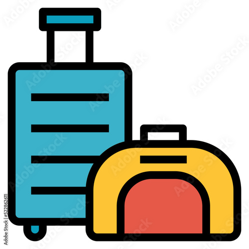 Travel suitcase travelling baggage luggage Tools and utensils - filled outline icon