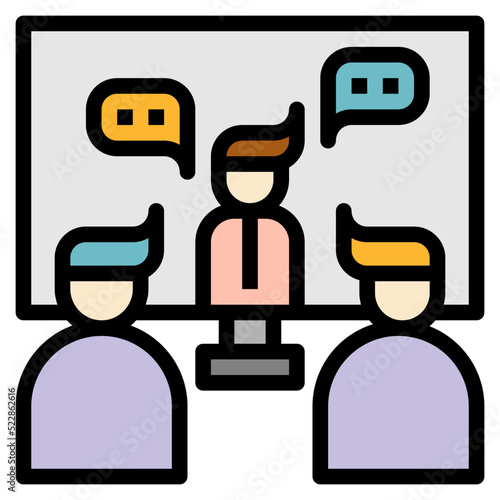 Videocall conference business meeting communication - filled outline icon