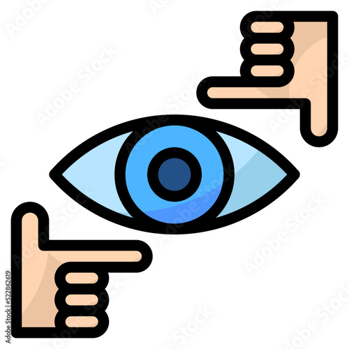 Vision eye hand view focus - filled outline icon