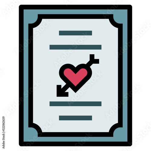 Wedding invitation love heart card communications romantic love letter valentines day - filled outline icon