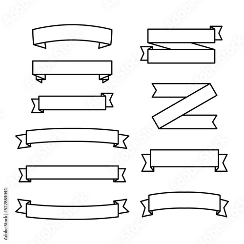 Conjunto de iconos de cintas planas. Etiquetas de banner de cinta