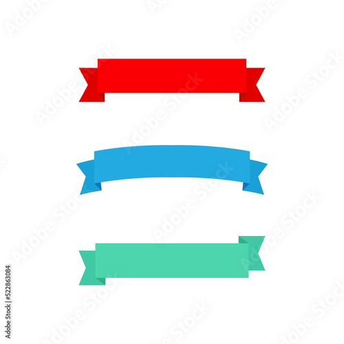Conjunto de iconos de cintas planas de colores. Etiquetas de banner de cinta