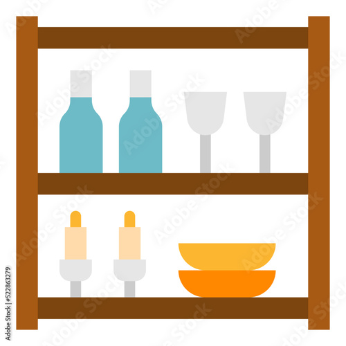 Shelves dinning wine storage furniture house - flat icon
