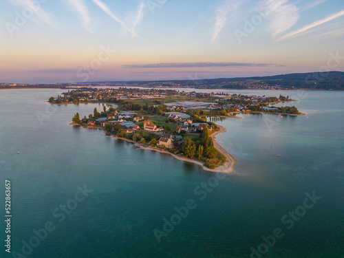 Panoramic view on the island Reichenau and the Lake Constance in Germany. photo