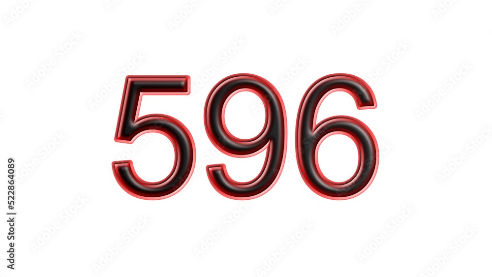 red 596 number 3d effect white background red 596 number 3d effect white background