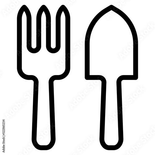 Gardening spoon fork trowel - outline icon
