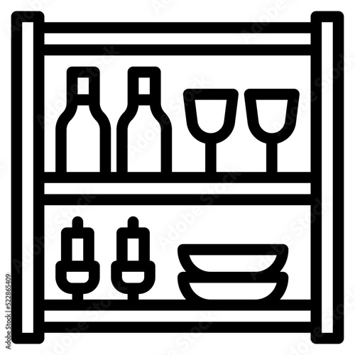 Shelves dinning wine storage furniture house - outline icon