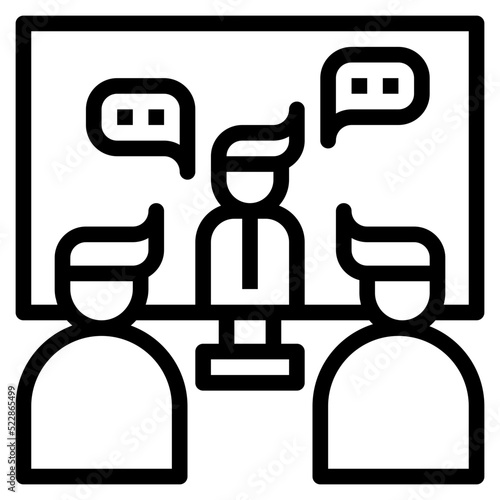 Videocall conference business meeting communication - outline icon