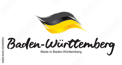 Made in Baden-Württemberg handwritten flag ribbon typography lettering logo label banner